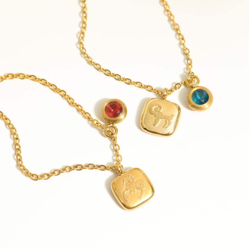 December Birthday Stone Pendant High Color Retention Necklace