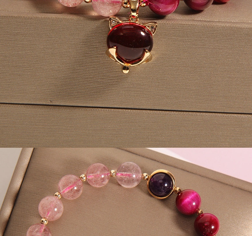 Natural Strawberry Crystal Fashionable Bracelet For Women
