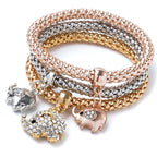 Diamond-embedded Love Pendant Bracelet For Women