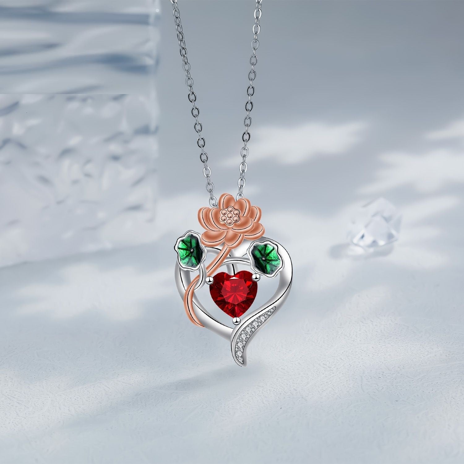 Rose Love Inlaid Pendant Fashion High Sense Niche Necklace For Women