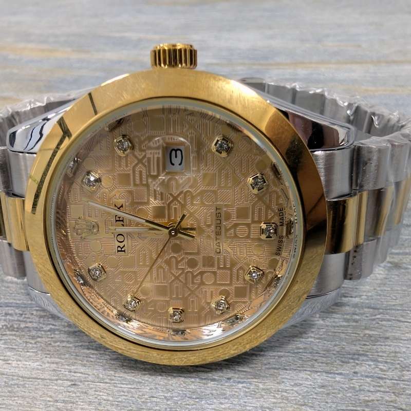 Rolex Silver Golden Color Quartz Dial Watch