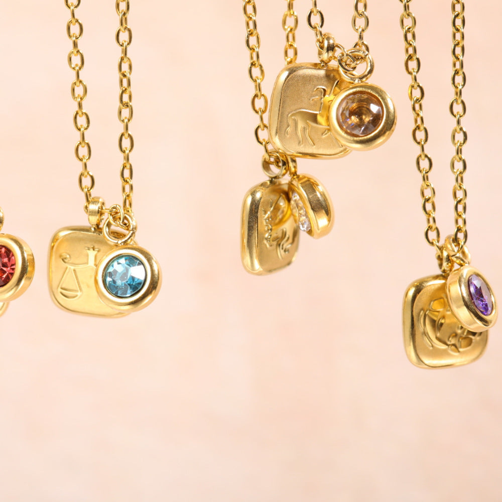 December Birthday Stone Pendant High Color Retention Necklace