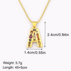 Copper Plating 18K Real Gold 26 English Letter Simplicity Colorful Crystals Necklace