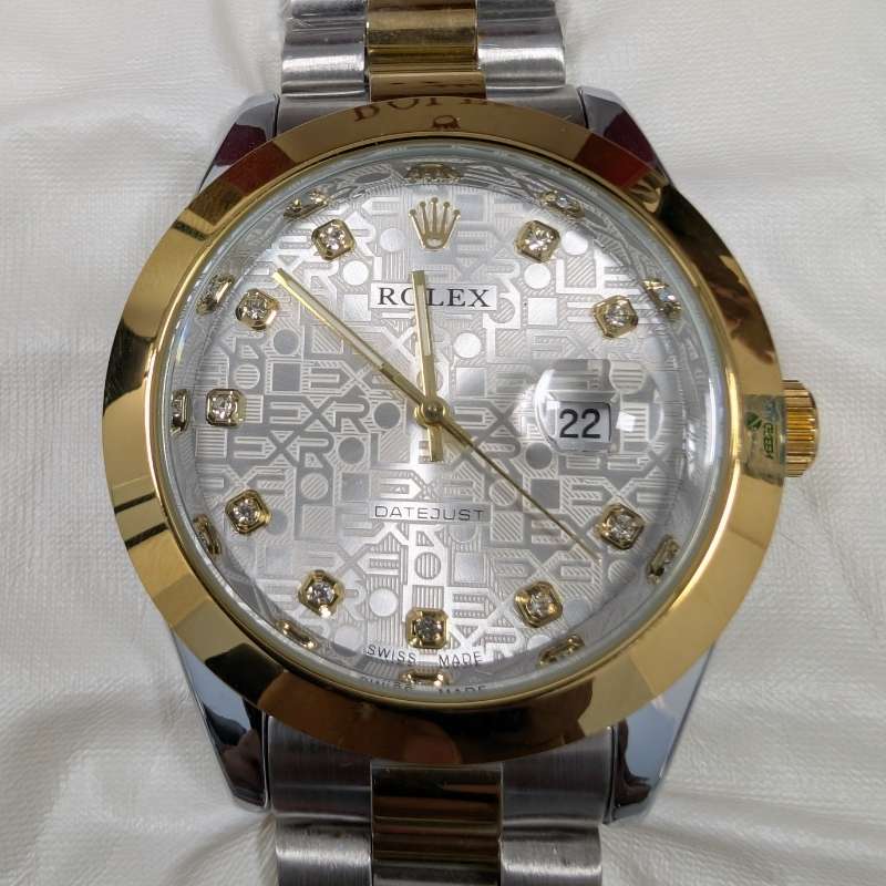 Rolex Silver Golden Quartz golden and white Dial Watch