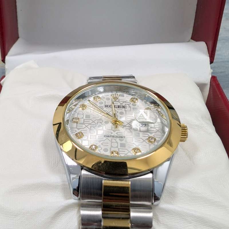 Rolex Silver Golden Quartz golden and white Dial Watch