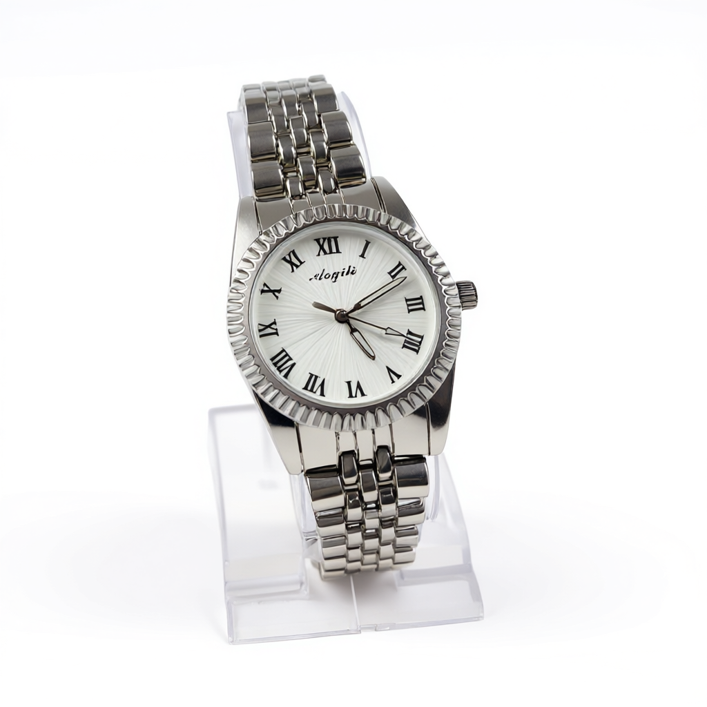Watch Aogili Silver Chain With White Round Dial