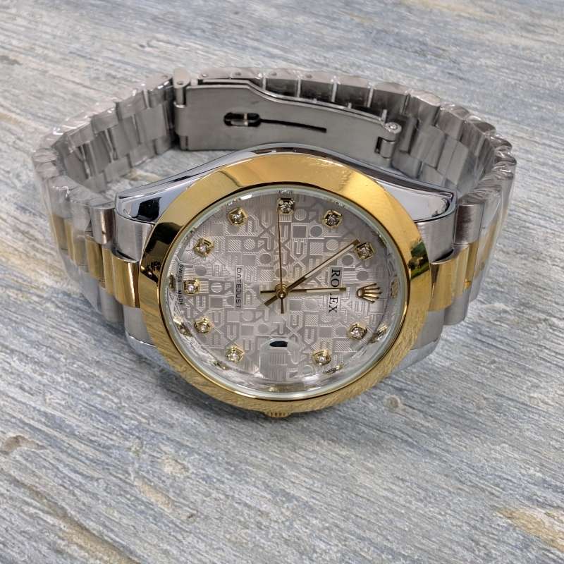Rolex Silver Golden Quartz golden and white Dial Watch