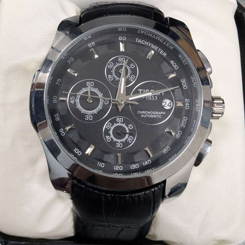 Watch Tissot Black Leather Strap Quartz Dial
