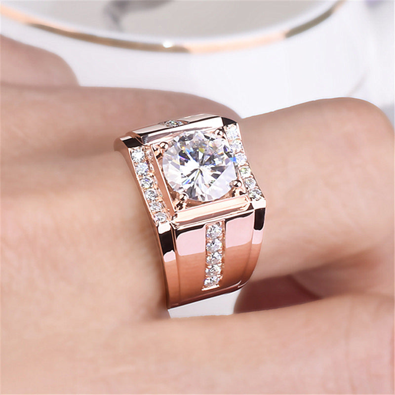 High Carbon Diamond Zircon Men's Imitation Moissanite Ring