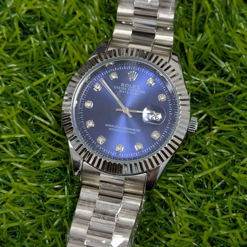 Rolex Silver Quartz Blue Dial Watch