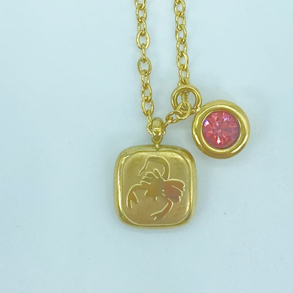 December Birthday Stone Pendant High Color Retention Necklace
