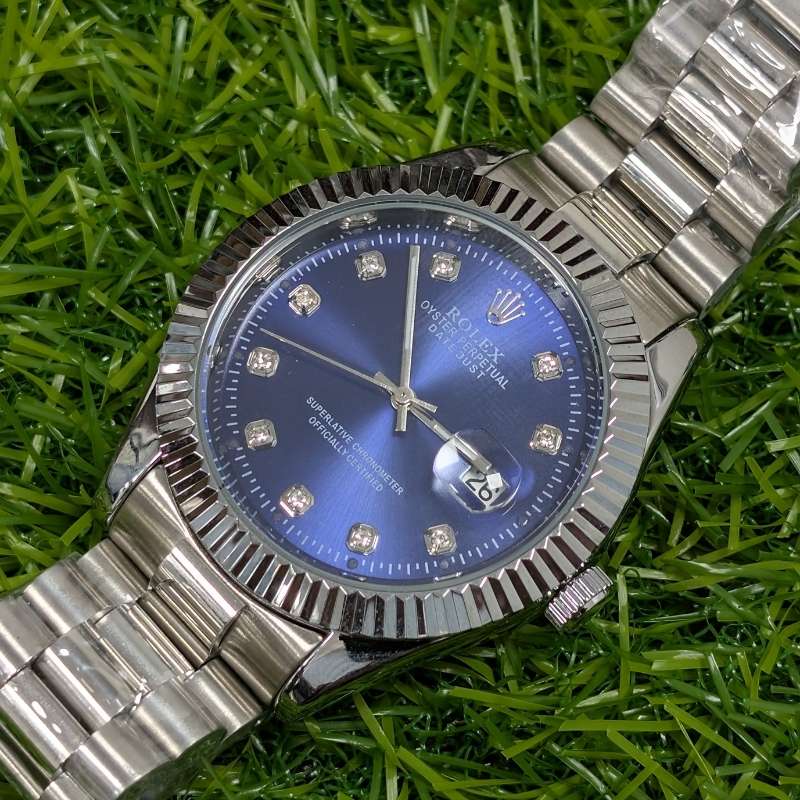 Rolex Silver Quartz Blue Dial Watch