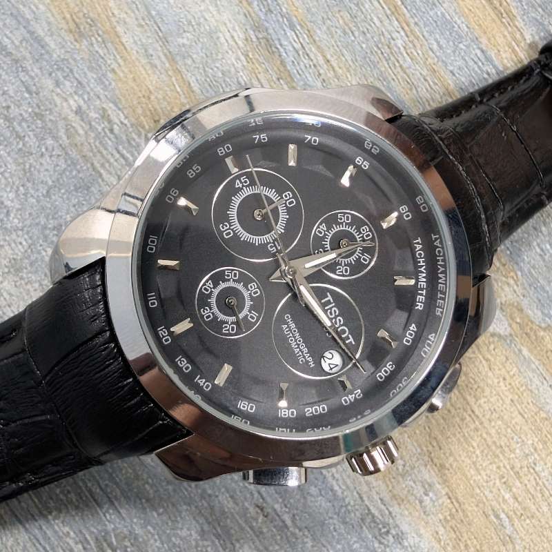 Watch Tissot Black Leather Strap Quartz Dial