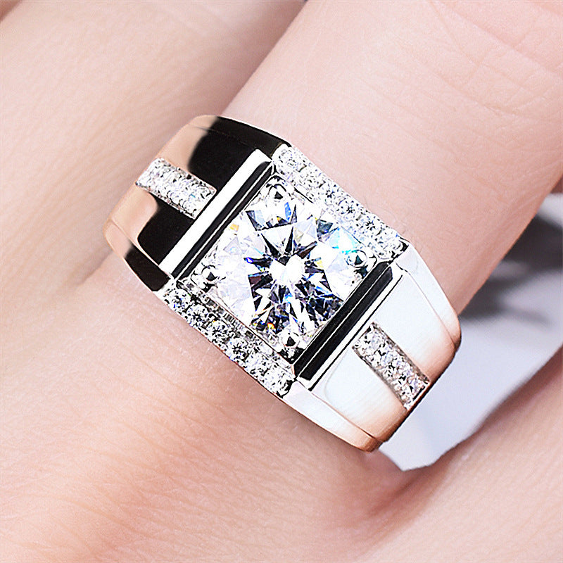 High Carbon Diamond Zircon Men's Imitation Moissanite Ring