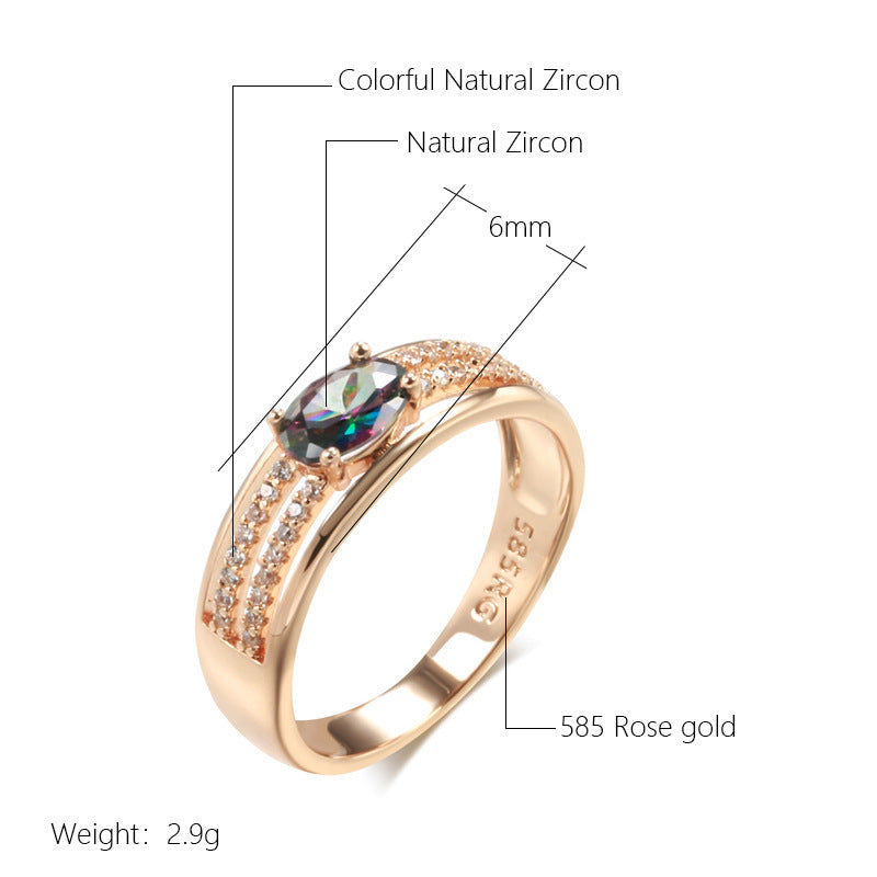 Ring Petals Inlaid Zircon Two-tone Retro