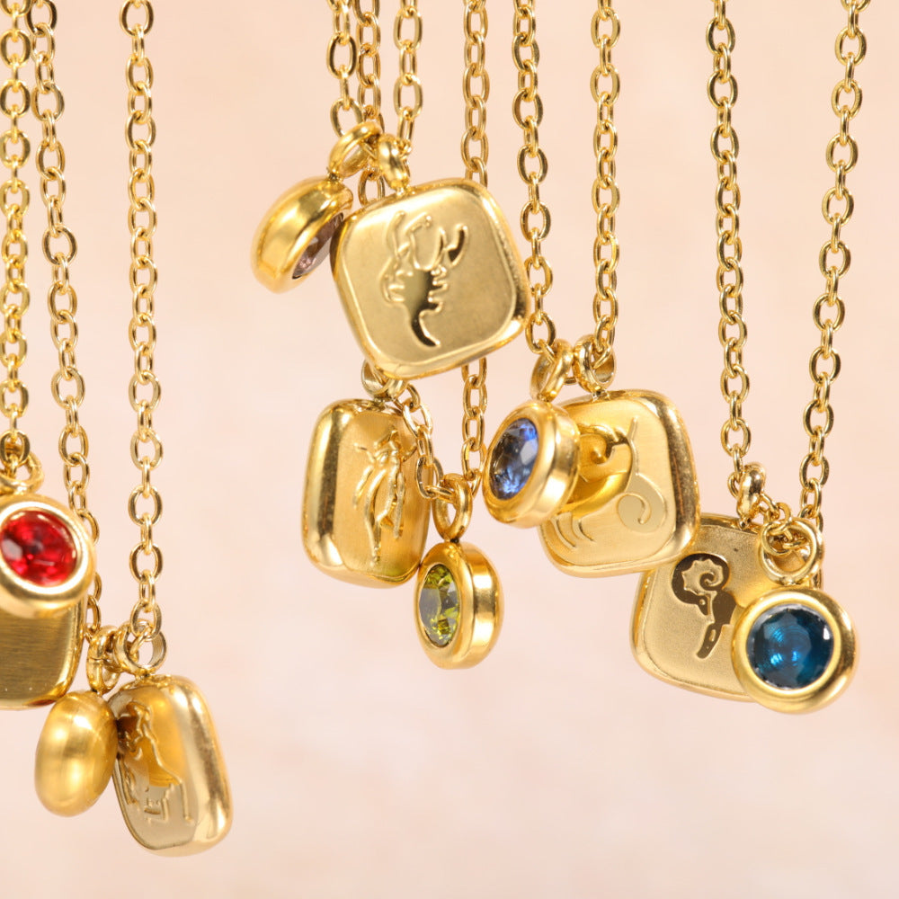 December Birthday Stone Pendant High Color Retention Necklace