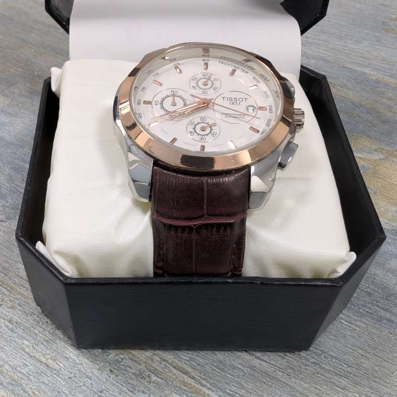 Watch Tissot Brown Leather Strap Quartz Dial