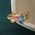 Women's All-match Simple Retro Color Zircon Ring
