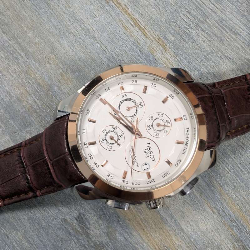 Watch Tissot Brown Leather Strap Quartz Dial