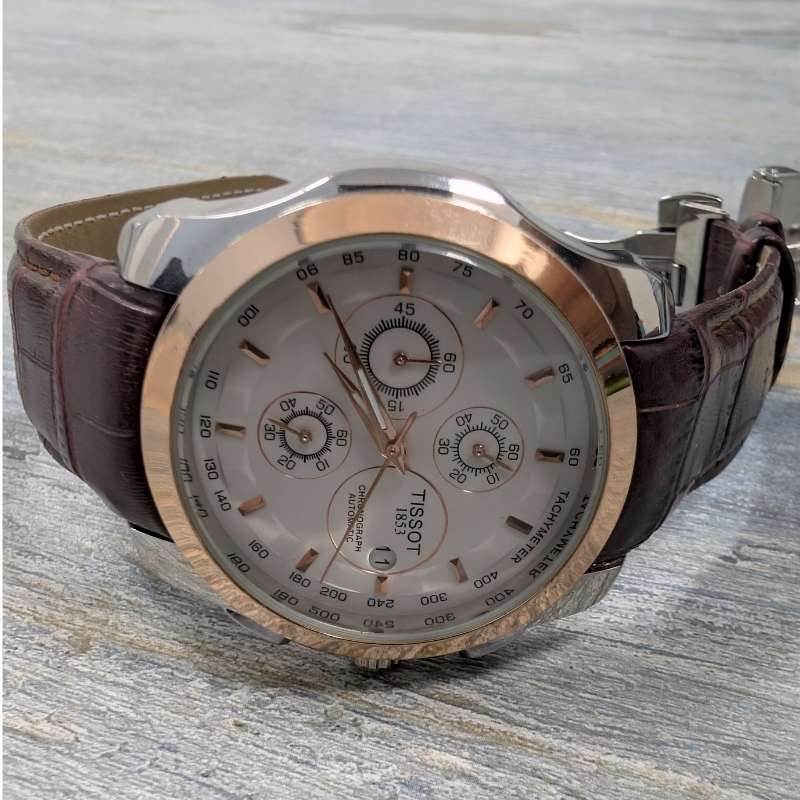 Watch Tissot Brown Leather Strap Quartz Dial