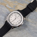 Watch Patek Phillippe Black Silicon Strap & White Quartz Dial