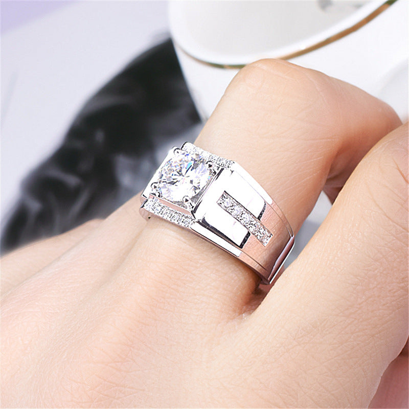 High Carbon Diamond Zircon Men's Imitation Moissanite Ring