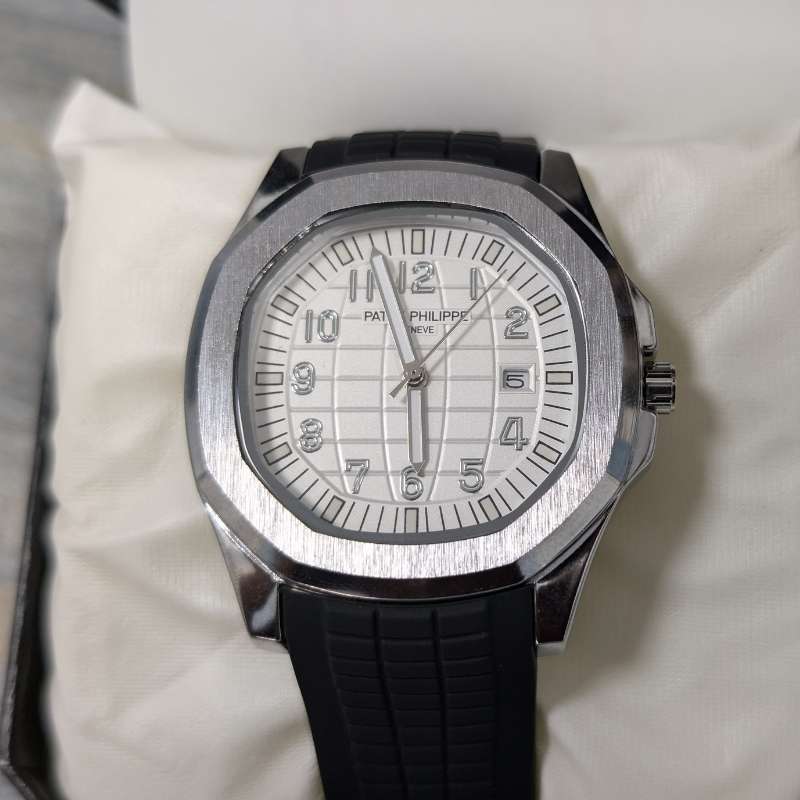 Watch Patek Phillippe Black Silicon Strap & White Quartz Dial