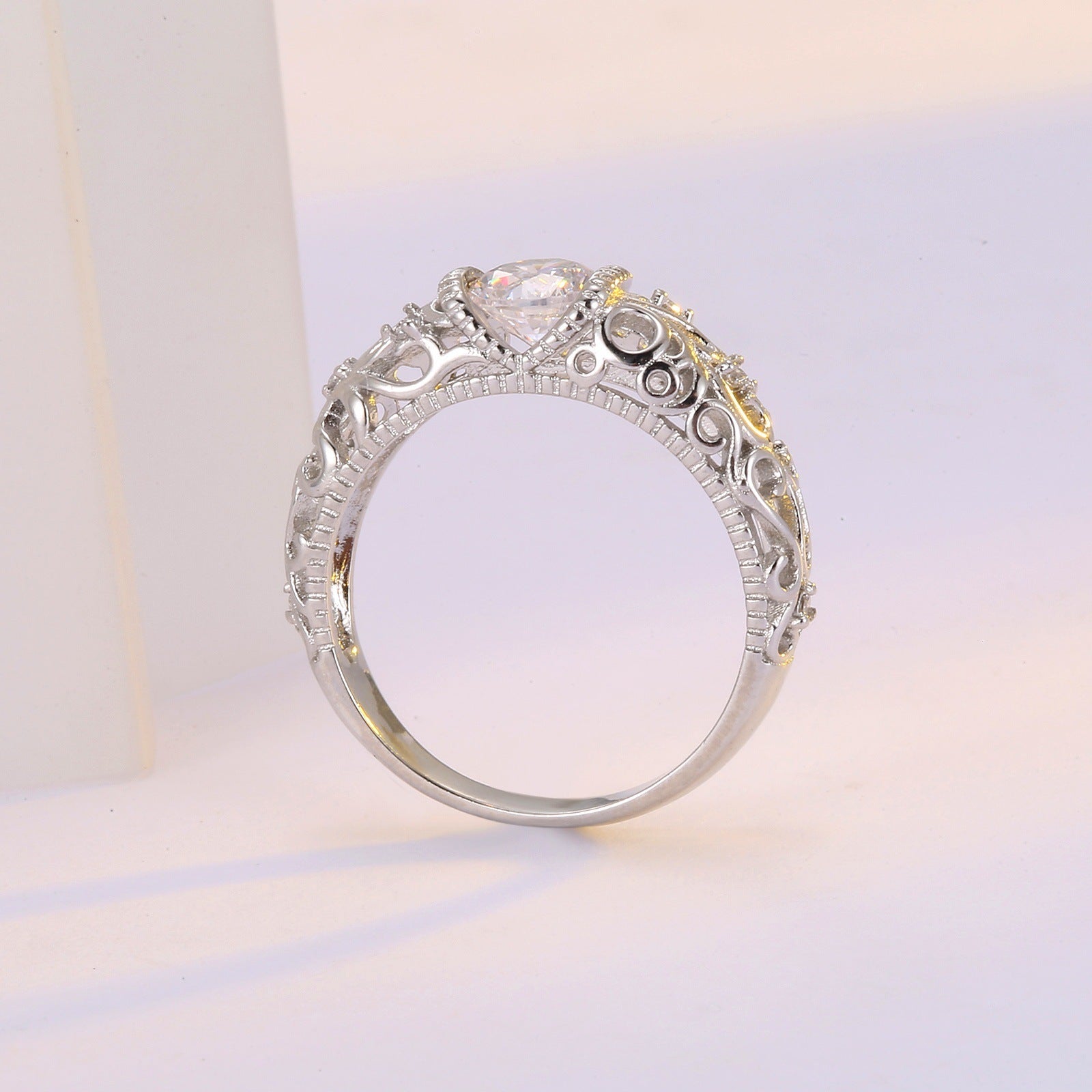 White Gold Plated Zircon Ring Jewelry Ornament
