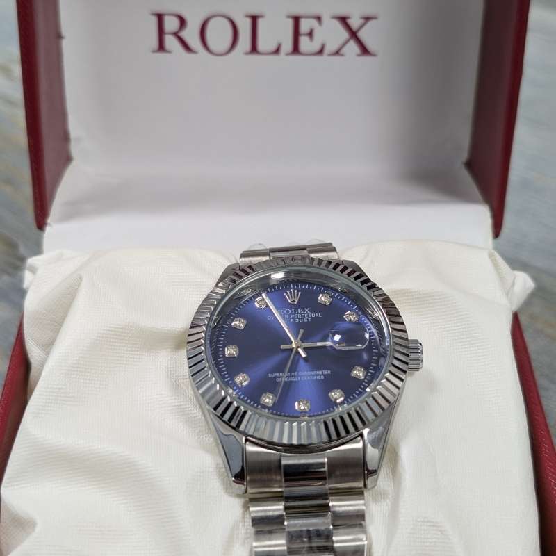 Rolex Silver Quartz Blue Dial Watch