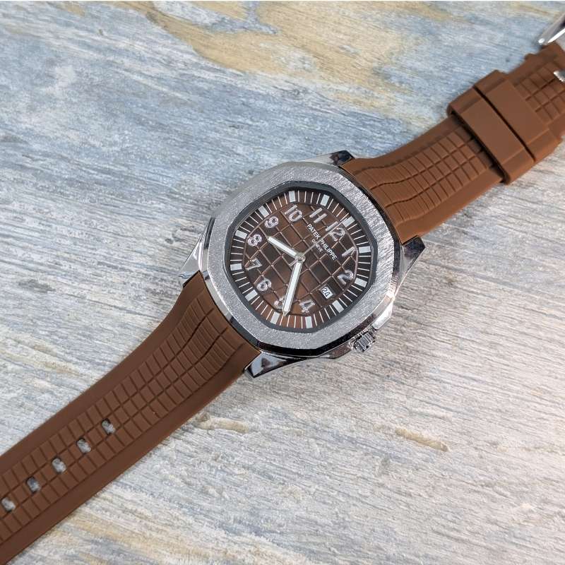 Watch Patek Phillippe Brown Silicon Strap & Quartz Dial