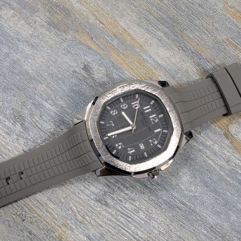Watch Patek Phillippe Grey Silicon Strap & White Quartz Dial