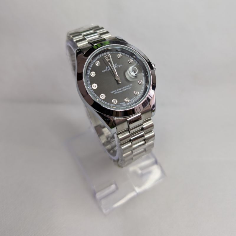 Rolex Silver Golden Quartz Blue Dial Watch