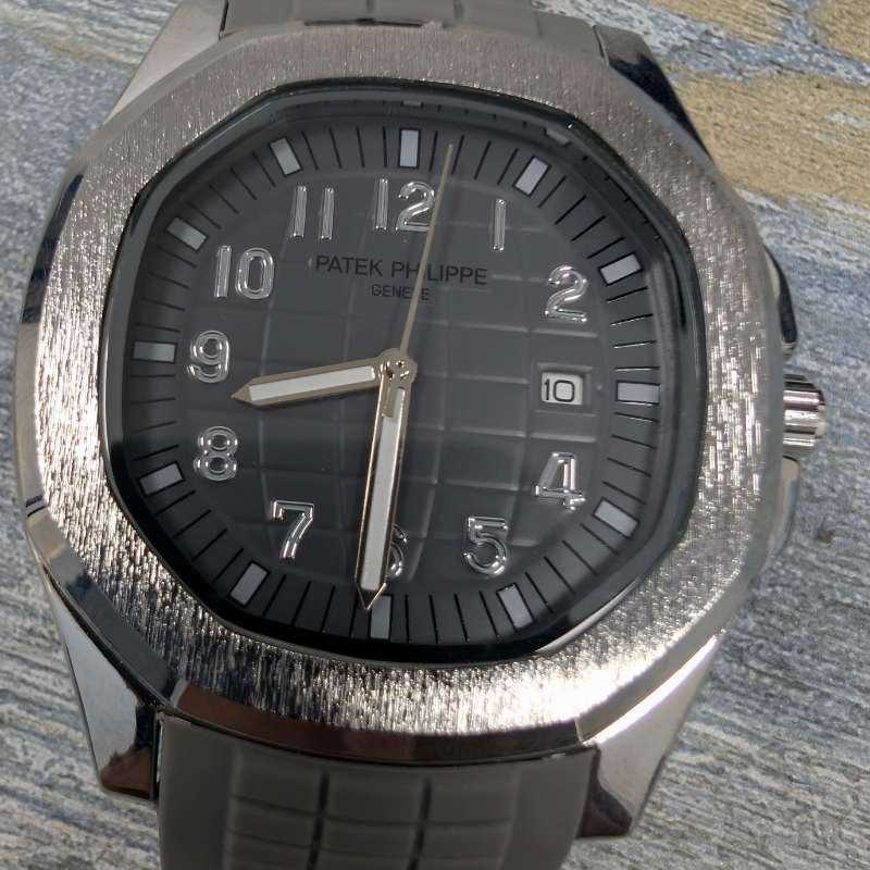 Watch Patek Phillippe Grey Silicon Strap & White Quartz Dial
