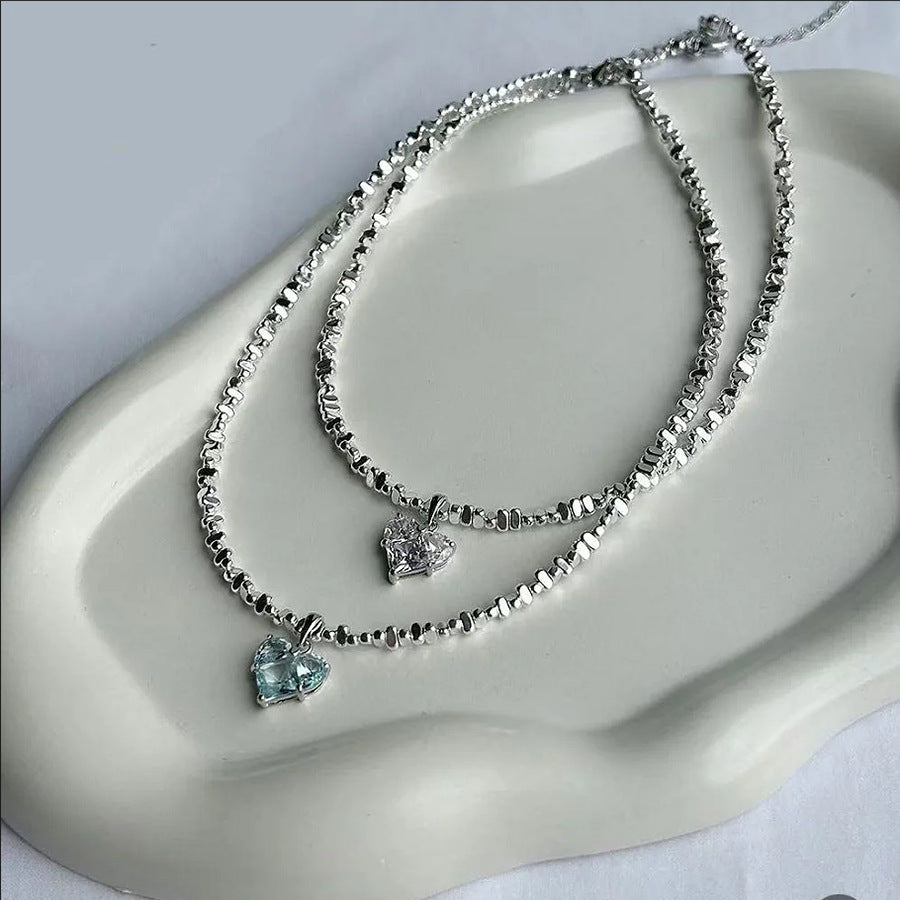 Super Copper Inlaid Zircon Love Pendant Necklace Summer Irregular