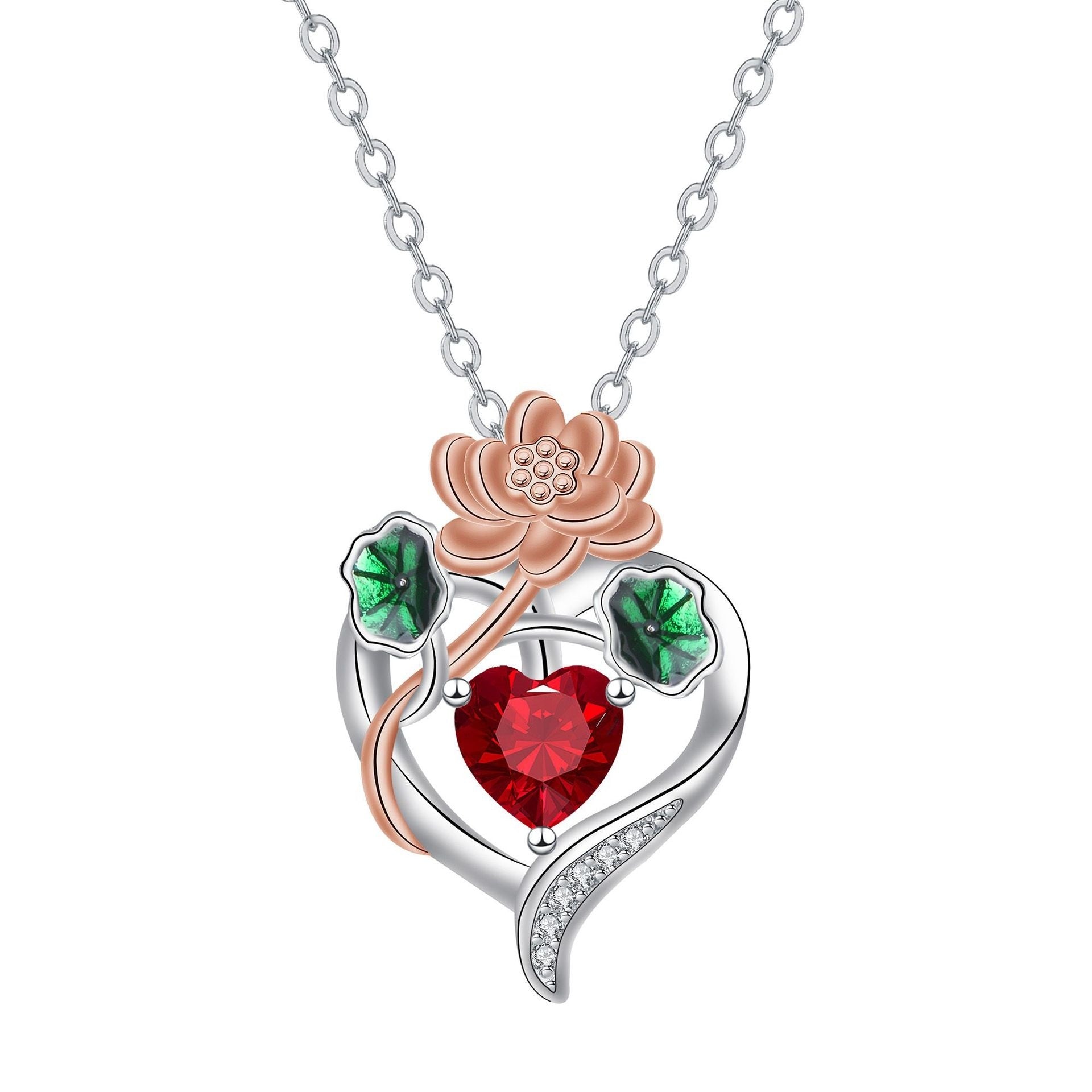 Rose Love Inlaid Pendant Fashion High Sense Niche Necklace For Women