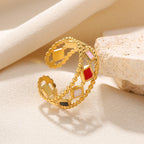 Simple Stainless Steel Hollow Sun Dripping Ring