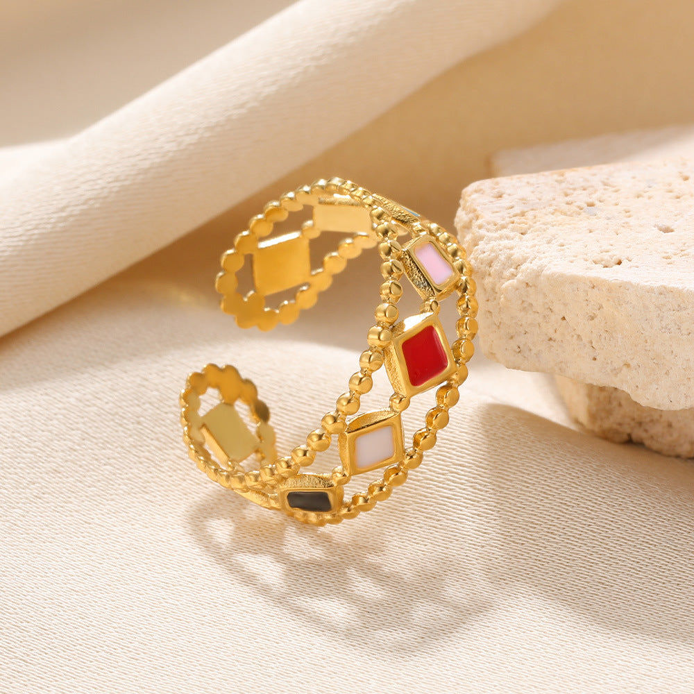 Simple Stainless Steel Hollow Sun Dripping Ring
