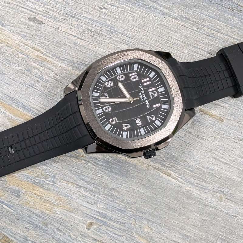 Watch Patek Phillippe Black Silicon Strap & Black Quartz Dial