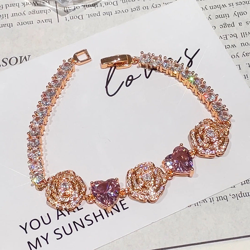 Women's Heart-shaped Rose Bracelet