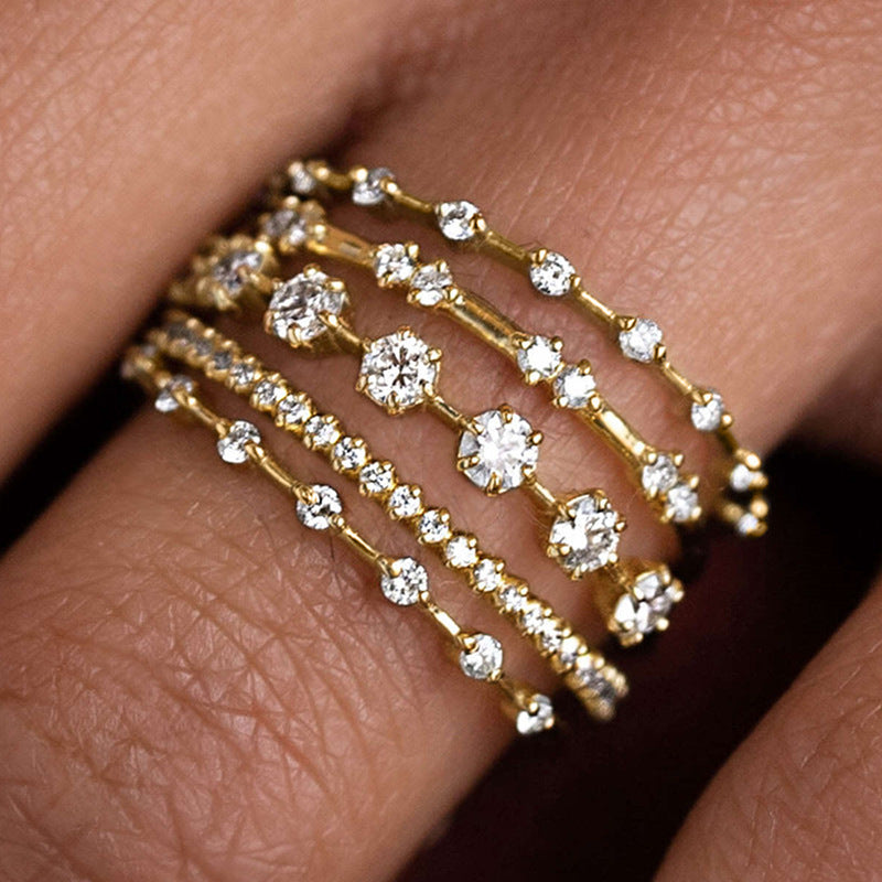 Arrangement And Combination Light Luxury Multi-line Design Ring
