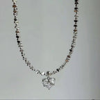 Super Copper Inlaid Zircon Love Pendant Necklace Summer Irregular
