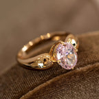 Retro Exquisite Hong Kong Style Peach Oolong Rhinestone Ring