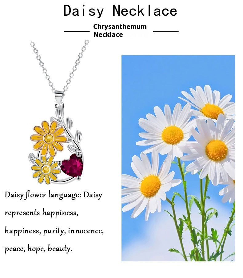 Pastoral Style Chrysanthemum Pendant Fashion Special-interest SUNFLOWER Necklace For Women