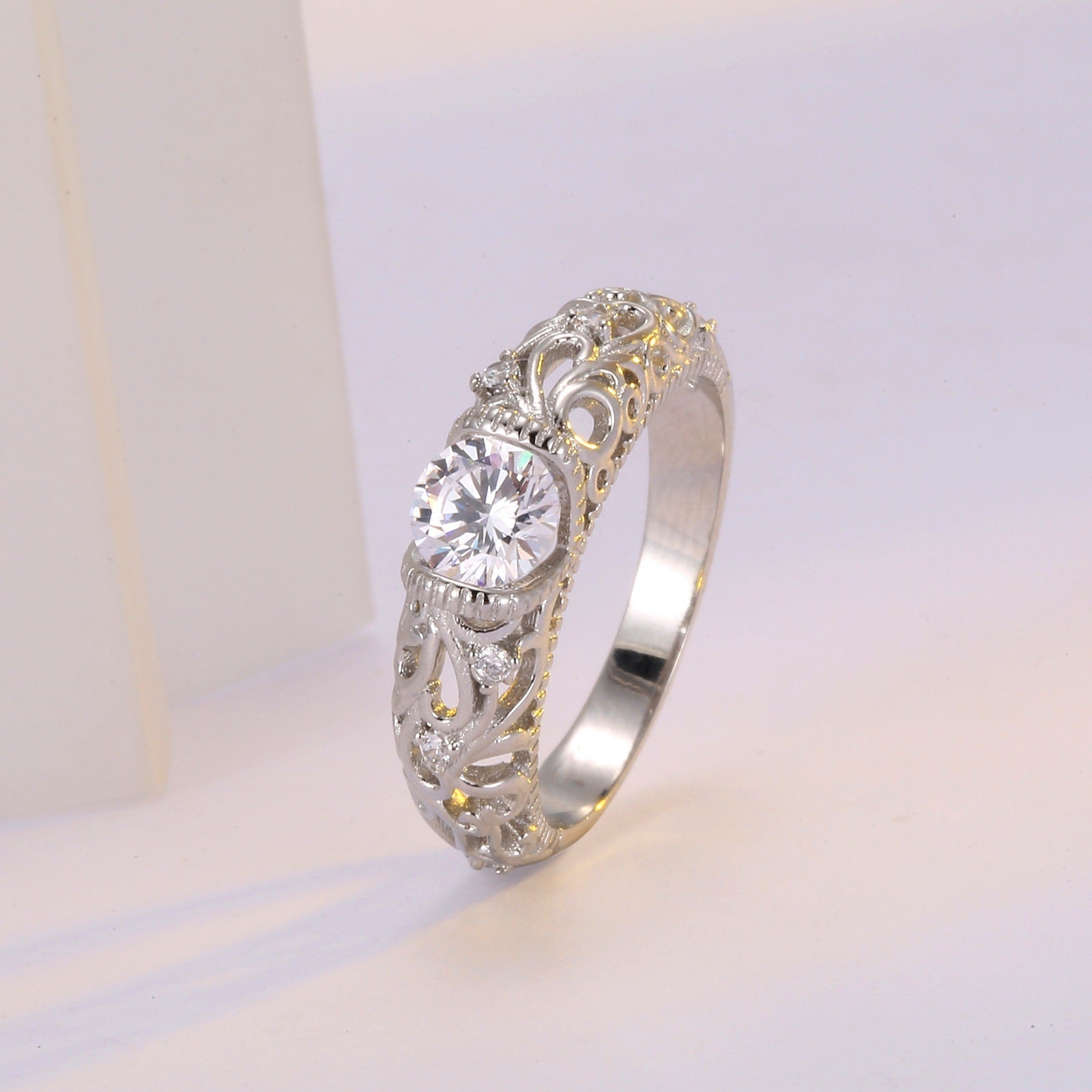 White Gold Plated Zircon Ring Jewelry Ornament