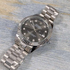 Rolex Silver Golden Quartz Blue Dial Watch