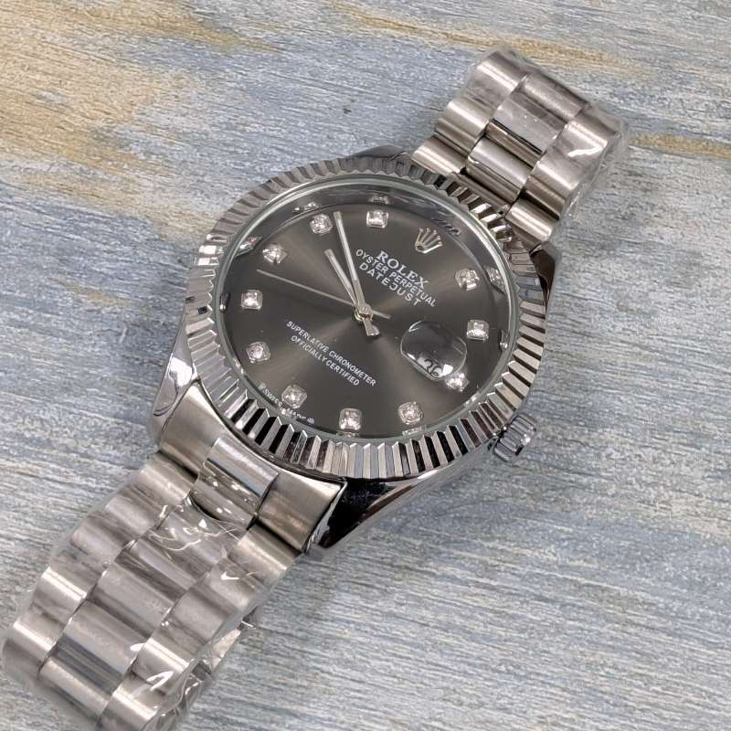 Rolex Silver Golden Quartz Blue Dial Watch