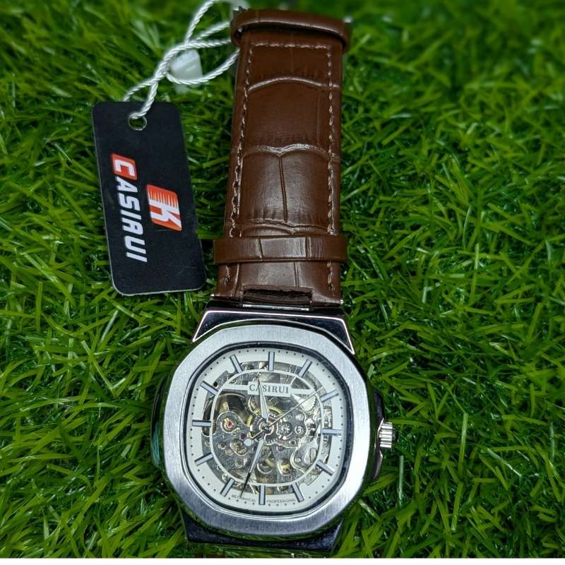 Watch CASIRUI Automatic Skeleton Dial Brown Leather