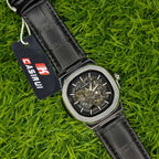 Watch CASIRUI Automatic Skeleton Dial Black Leather