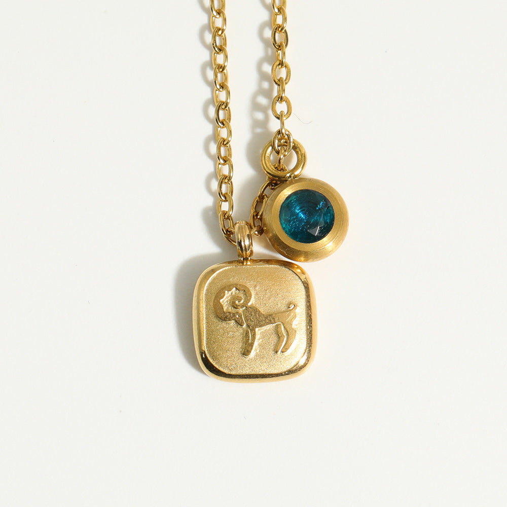 December Birthday Stone Pendant High Color Retention Necklace