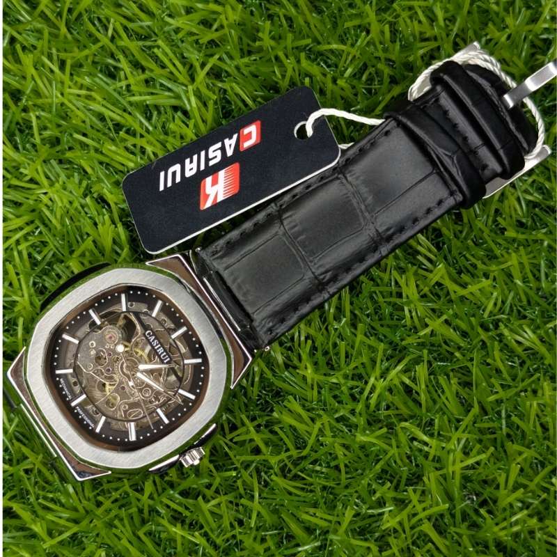 Watch CASIRUI Automatic Skeleton Dial Black Leather
